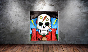 Red Castle Skull Sticker